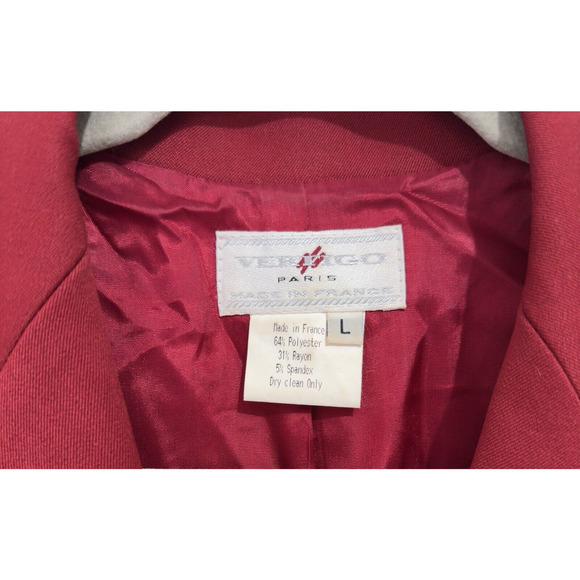 Vintage Vertigo Blazer Jacket Womens Size L Paris France Red Button Front - Picture 4 of 8